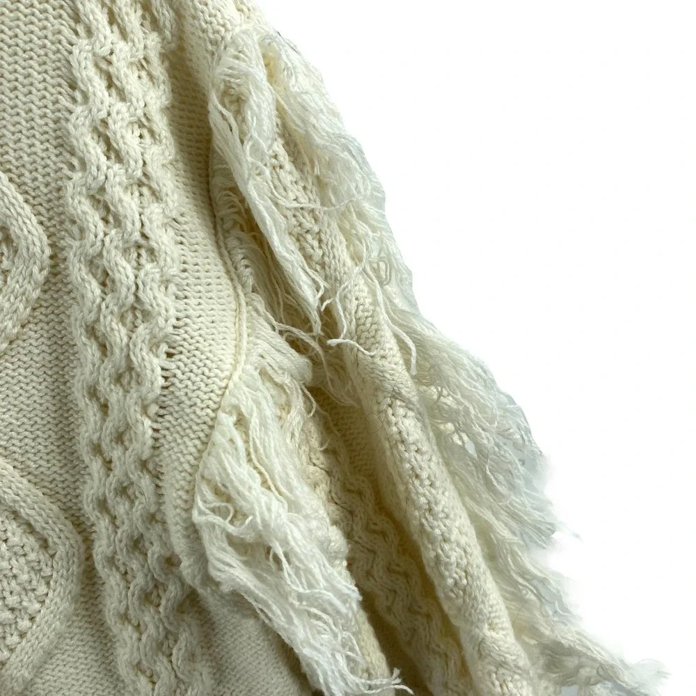Habitual Girl White Cable Knit Cotton Blend Cropped Sweater GIrls Size 12 EUC - Picture 4 of 8
